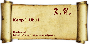 Kempf Ubul névjegykártya